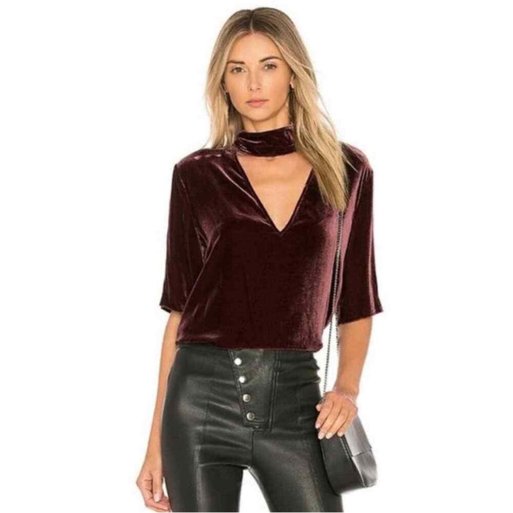 Burgandy velvet Theory Top